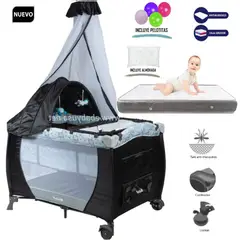 EBABY - Cuna Corral Mecedora con Cambiador SALLY 716 + Colchón 4.5"