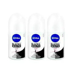 NIVEA - Desodorante Roll On Black & White Invisible Clear 3 Unid