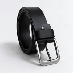 GENERICO - CORREA DE CUERO NEGRO HEBILLA PESADA