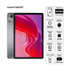 LENOVO - Tablet Tab M11 11" 128GB, 8GB RAM, 7040 mAh, Color Gris