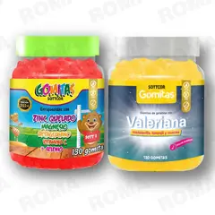 GENERICO - PACK 2 GOMITAS ZINC QUELADO NIÑOS + GOMITAS VALERIANA ADULTOS 260 UND