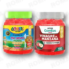 GENERICO - PACK 2 GOMITAS ZINC QUELADO NIÑOS + VINAGRE DE MANZANA 130 UND
