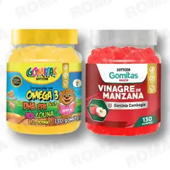GENERICO - PACK 2 GOMITAS OMEGA 3 NIÑOS + VINAGRE DE MANZANA 130 UND