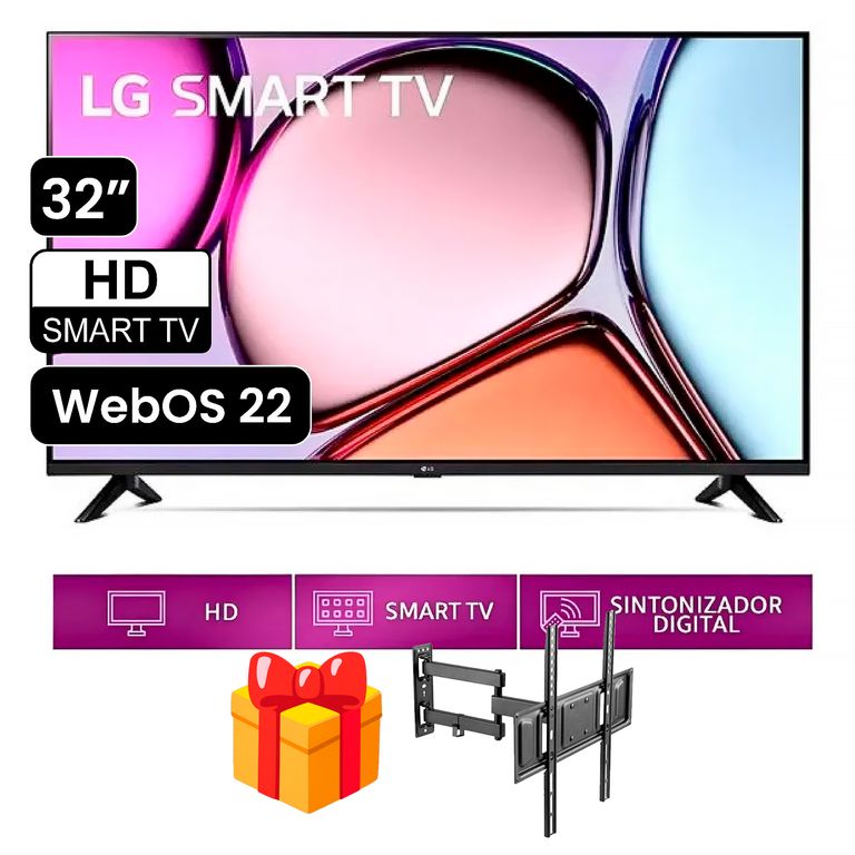 Televisor 32 Pulg. LED Smart TV HD con Thinq AI 32LQ600BPSA + Rack movil