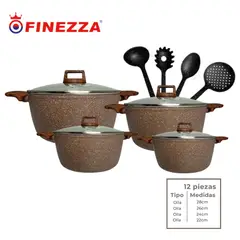 FINEZZA - JUEGO DE OLLAS DE 12 PIEZAS EN ULTRAGRANITO