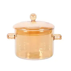 GENERICO - Olla de Vidrio Borosilicato Dorado Resistente al Fuego 1.5 L
