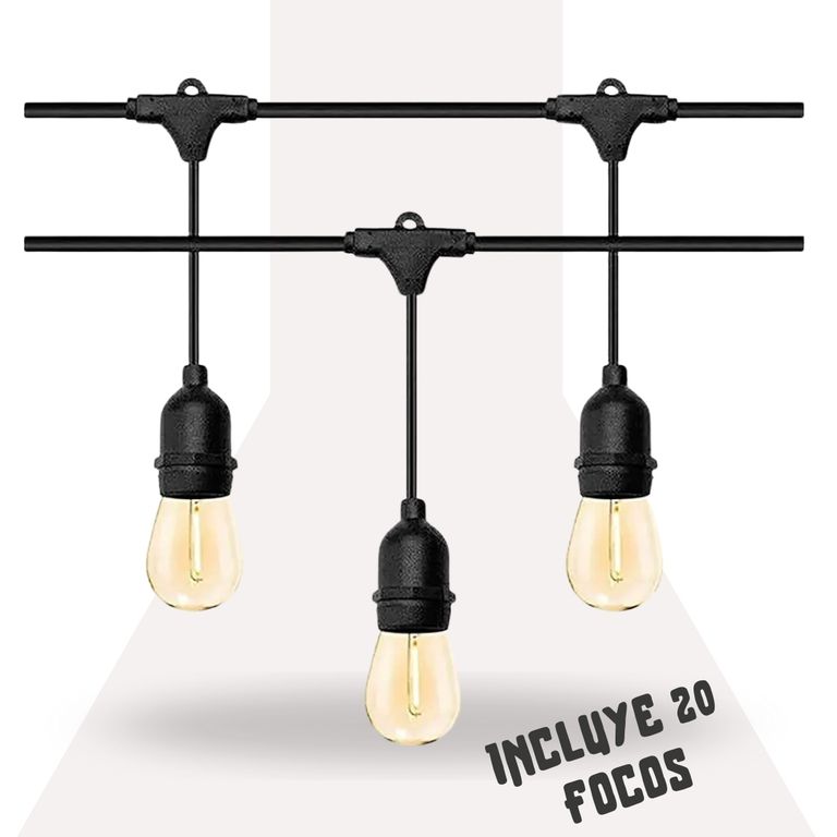 Guirnalda para Exterior 10M x 20 Focos Impermeable Vintage Cable Grueso