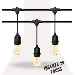 GENERICO - Guirnalda para Exterior 10M x 20 Focos Impermeable Vintage Cable Grueso