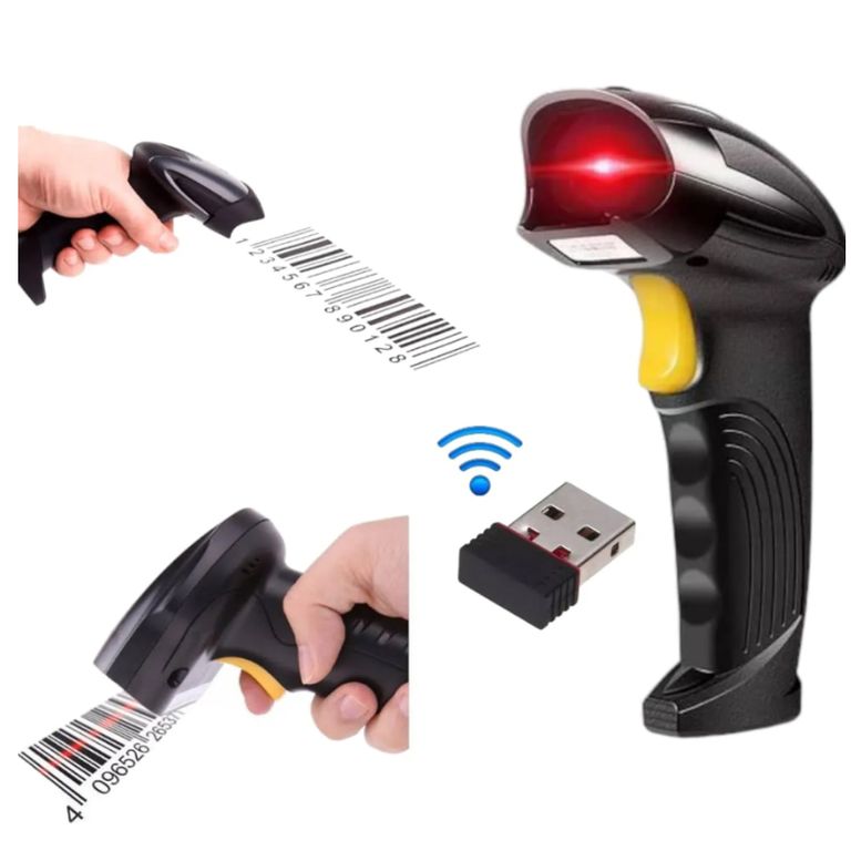 Lector Escaner de Código Barras Inalámbrico y Cable Pistola Recargable