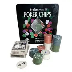 GENERICO - Set De Poker 100 Fichas + Cartas + Caja De Metal