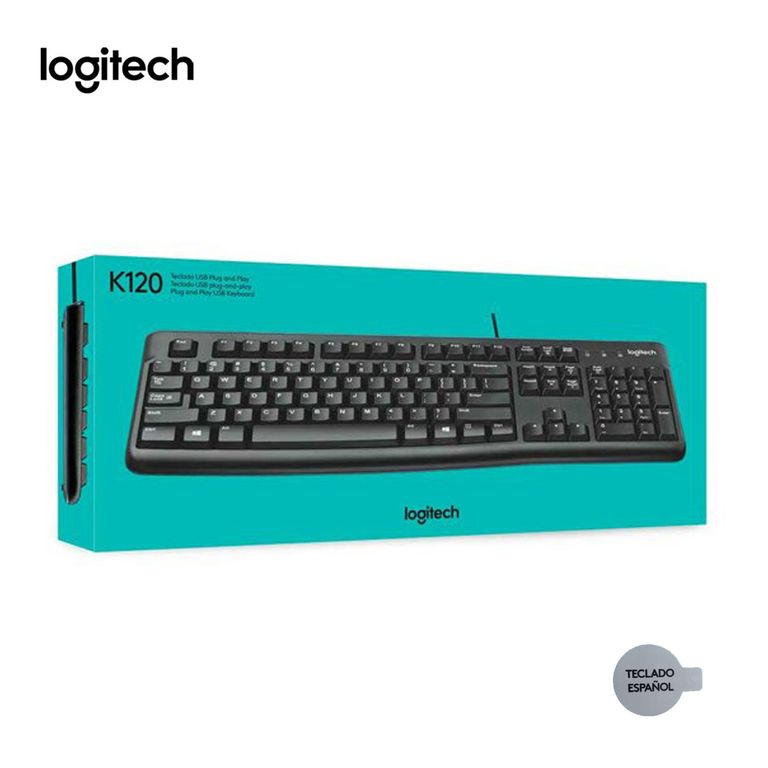 Teclado K120 USB SP Resistente a Salpicaduras Negro