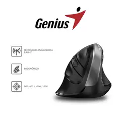 GENIUS - Mouse Vertical Ergo 8250S Inalambrico Silencioso Ergonomico 1600 dpi