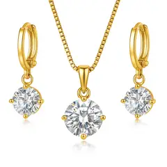 GENERICO - Set Aretes Y Collar Punto de Luz Dorado Mujer