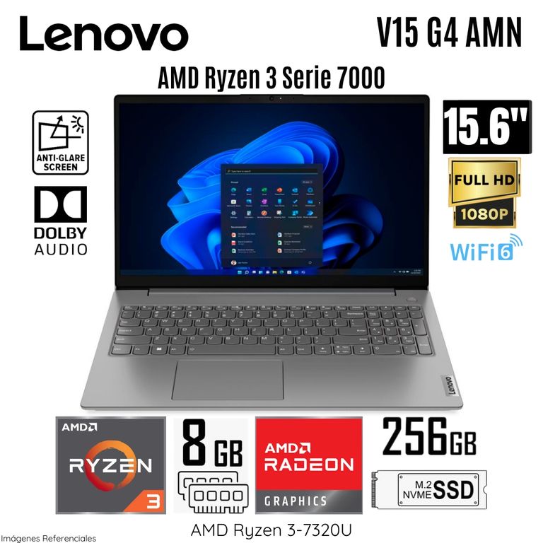 Laptop V15 G4 AMN AMD Ryzen 3-7320U 8GB RAM 256GB SSD 15.6" FHD - 82YU00X4LM