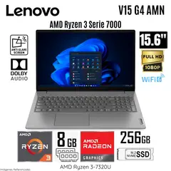LENOVO - Laptop V15 G4 AMN Ryzen 3 7320U 8GB RAM DDR5 256GB SSD 15.6" FHD - 82YU00X4LM