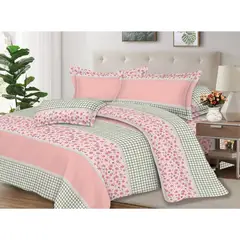 Pentha - Juego de Sábanas 100% Suave Algodón 2Plazas 4 Piezas 2000 Hilos Rosa Verde