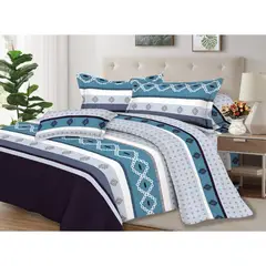 PENTHA - Juego de Sábanas 100% Algodón 2Plazas 4 Piezas 2000 Hilos Celeste Gris