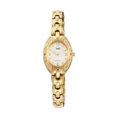 Q&Q - Reloj Mujer Elegante Resistente Al Agua Detalles Brillantes Dorado