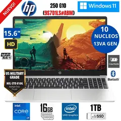HP - Laptop 250 G10 Intel Corei7-1355U 16GB RAM 1TB SSD 15.6 WIN 11 PRO (9S7D1LS#ABM)