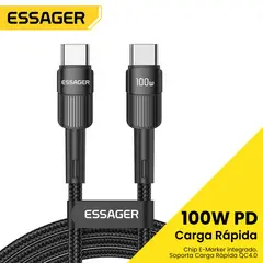 ESSAGER - Cable USB-C 100W Carga Rápida 2 metros para Celular Mac iPhone