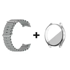 GENERICO - CORREA SILICON GRIS + BUMPER TRANSPARENTE 40 MM PARA SAMSUNG WATCH 4