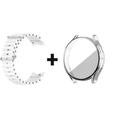 GENERICO - CORREA SILICON BLANCO + BUMPER TRANSPARENTE 40 MM PARA SAMSUNG WATCH 4