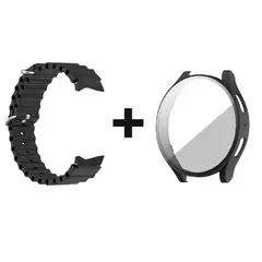 GENERICO - CORREA SILICON NEGRO + BUMPER 40 MM PARA SAMSUNG WATCH 4