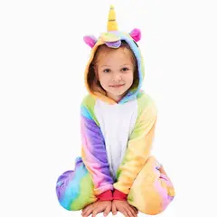 GENERICO - Pijama Unicornio Arcoiris Niñas Onesie Disfraz - Talla 4 hasta 16