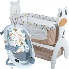 EBABY - Cuna Mecedora Eléctrica Aura BEIGE + Tina plegable cojín C