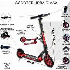 GENERICO - Scooter Urba D Max para niño y adulto color rojo