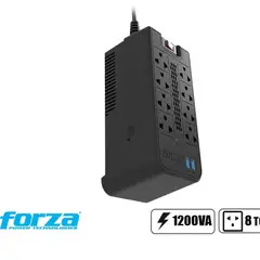 FORZA - ESTABILIZADOR 8 TOMAS FVR-1222 USB-2 1200VA 8-TOMAS