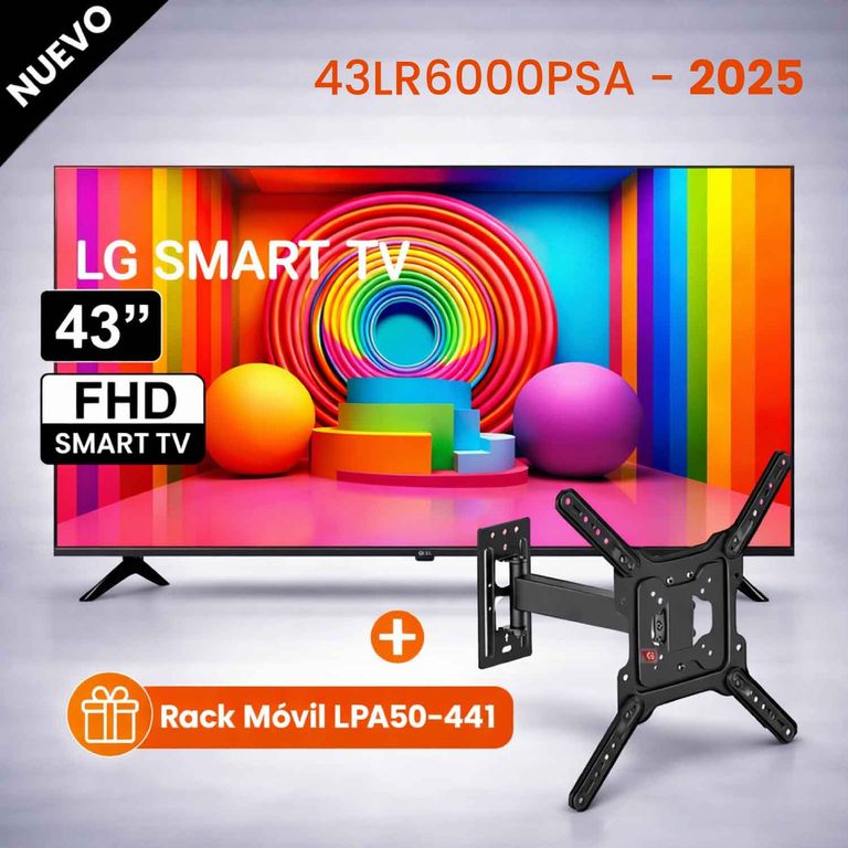 Televisor 43 Led FULL HD Smart TV Thinq AI 43LR6000PSA + RACK MOVIL
