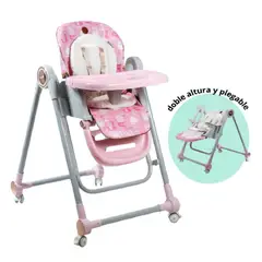 EBABY - Silla de Comer Plegable Graduable Rosado Bebe