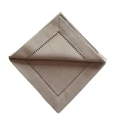 D'MESA - Set 4 servilletas hemstitch marrón claro