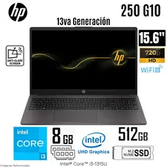 HP - Laptop 250 G10 Intel Core i3-1315U 8GB RAM 512GB SSD 15.6" HD Free Dos - A29CMLA