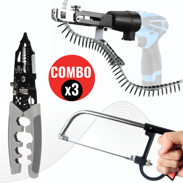 Combo Pro Sierra + Alicate + Adaptador para pistola de Clavos
