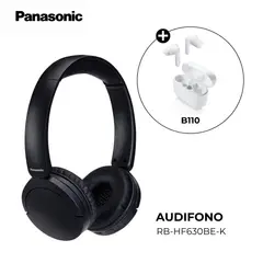 PANASONIC - Audífono Bluetooth On Ear HF630 Negro - 72 Horas + Audífono B110 Blanco