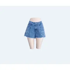 GENERICO - SHORT JEAN DE ESTRELLAS MUJER AZUL CLARO