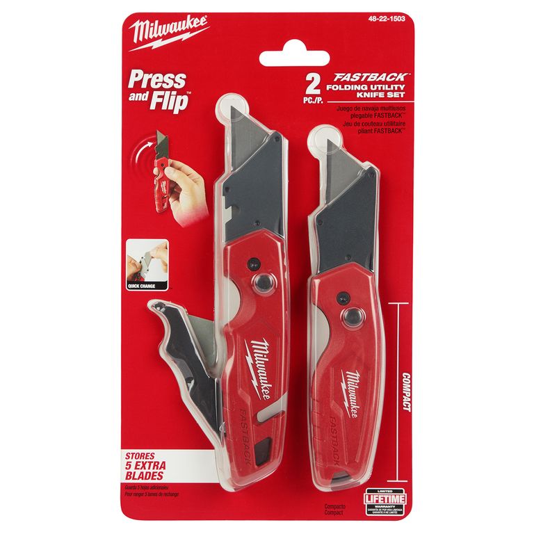 JUEGO DE 2 CUCHILLAS PLEGABLES MULTIUSOS FASTBACK 48-22-1503