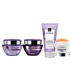 AVON - Anew Platinum Kit x4 Crema Dia Noche Mascarilla Facial y Contorno 60+