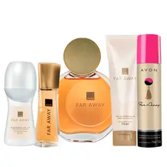 AVON - Far Away Kit x5 Perfume con Hidra Deo Roll On Spray Mini