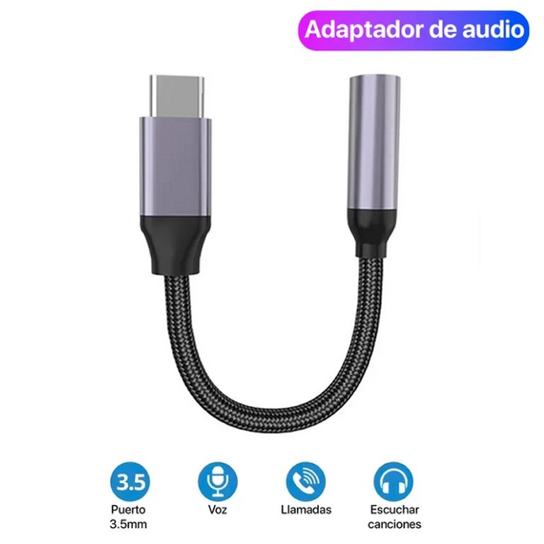Cable convertidor de audio USB Tipo C a Jack Para Auriculares
