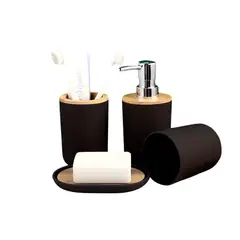 GENERICO - Kit de Accesorios x4 pzs Para Baño diseño moderno - Color Negro