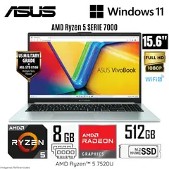 ASUS - Laptop Vivabook E1504FA-NJ365W AMD Ryzen 5-7520U 8GB DDR5 RAM 512GB SSD 15.6" FHD - Grey Green