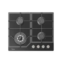 MIDEA - Cocina Empotrable 24" (60 cm) 4 Quemadores Vidrio Templado Negro