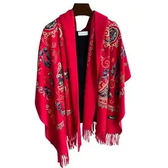 GENERICO - Chal Bordado Rojo Con Detalles Para Mujer