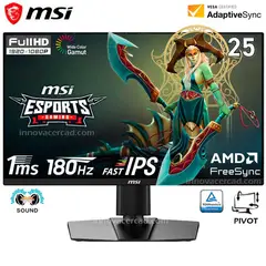 MSI - Monitor Gaming G255PF E2 24.5 Full HD Fast IPS 180Hz, 1ms, Pivot