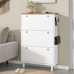 VENTITAS HOME - Zapatera Vintage Beatrice Color Blanco y Rovere
