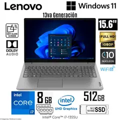 LENOVO - Laptop V15 G4 IRU Intel Core i7-1355U 8GB RAM 512GB SSD 15.6" FHD Iron Grey- 83A100EQLM