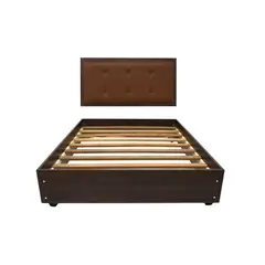 MUEBLES MACRUMO - Cama de melamina tapizada de ultra cuero modelo Cali - Lima Plz - Marrón